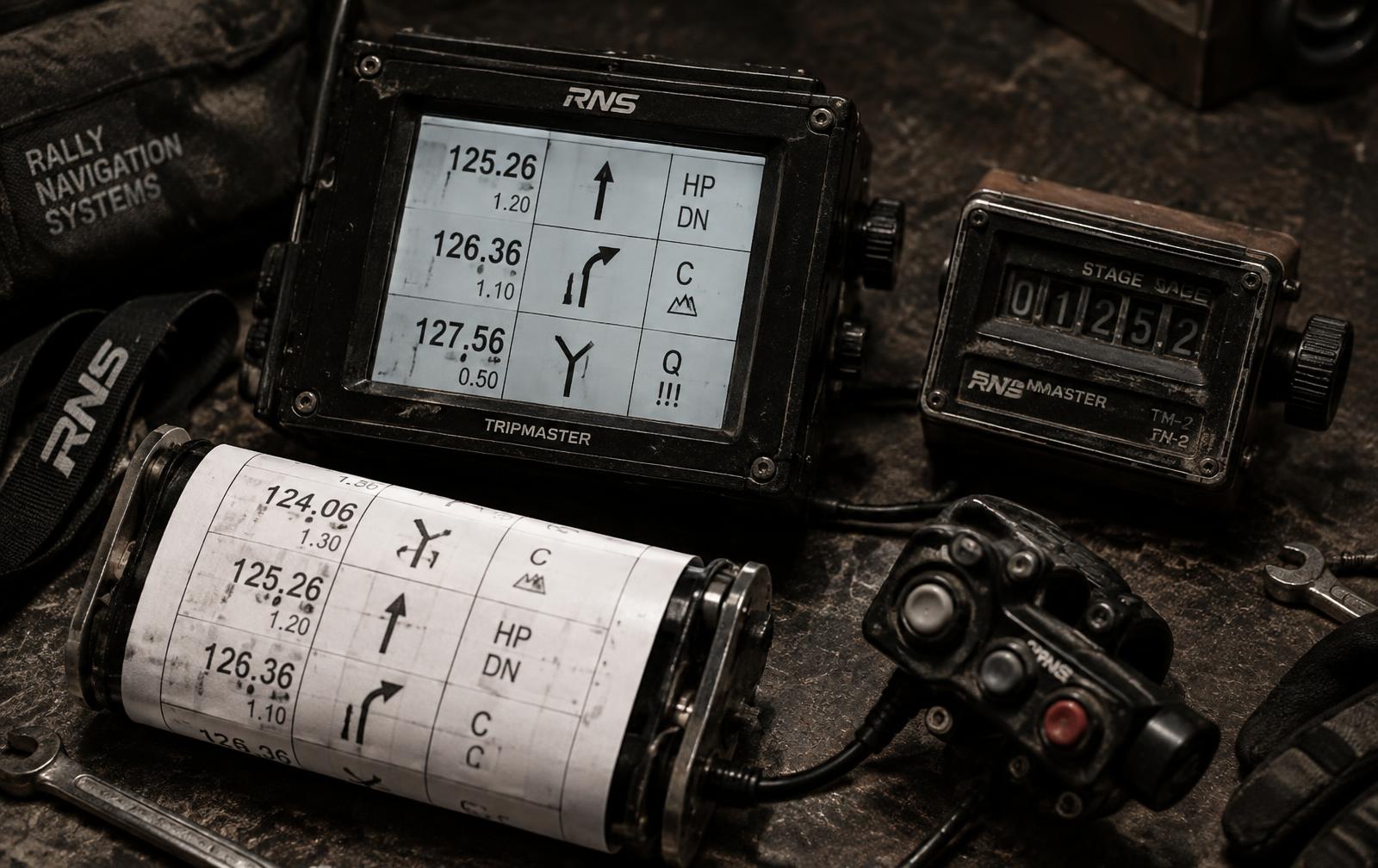 Rally navigation hardware: roadbook reader, tripmeter, controller and paper roadbook